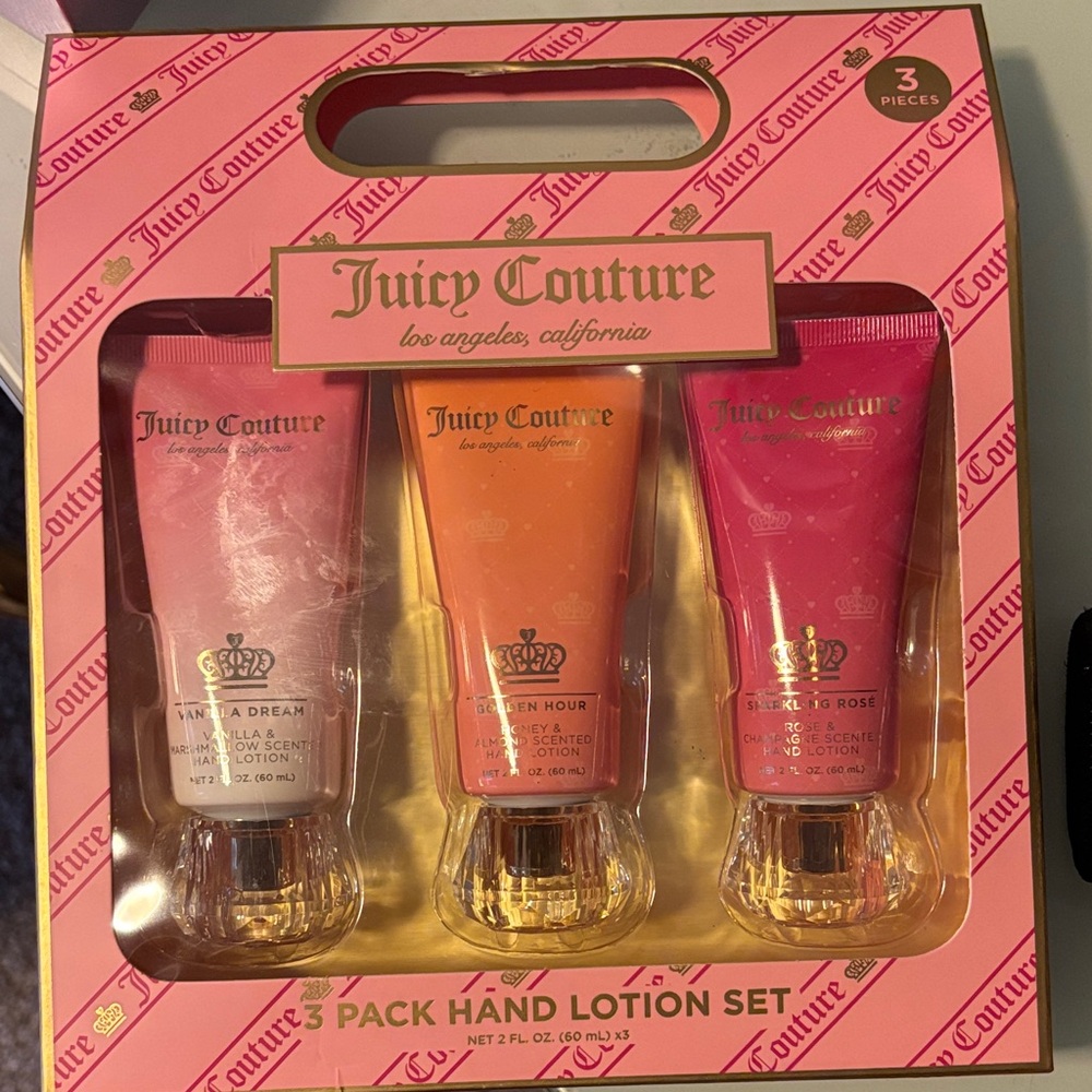 Juicy Couture 3-Pack Hand Lotion Set - Pink, Orange, Gold